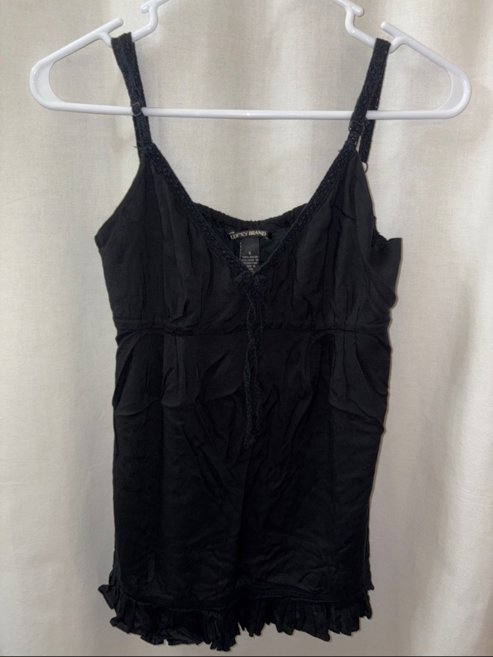 Lucky Brand Black Lace-Trim Camisole Adjustable Top